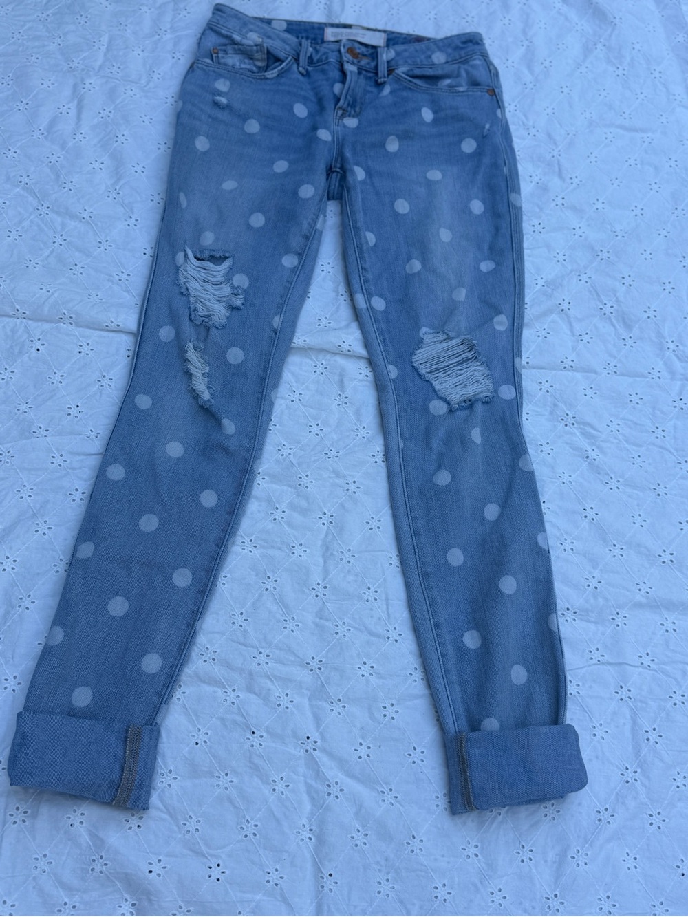 Marc Jacobs Light Blue Polka Dot Boyfriend Jeans Size 27